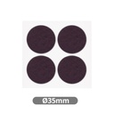Set of 4 Round adhesive felt pads Ø35mm - Brown