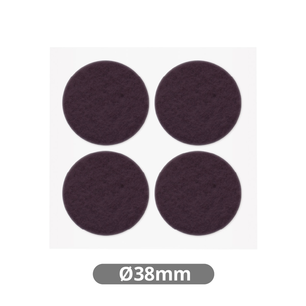 Set of 4 Round adhesive felt pads Ø38mm - Brown