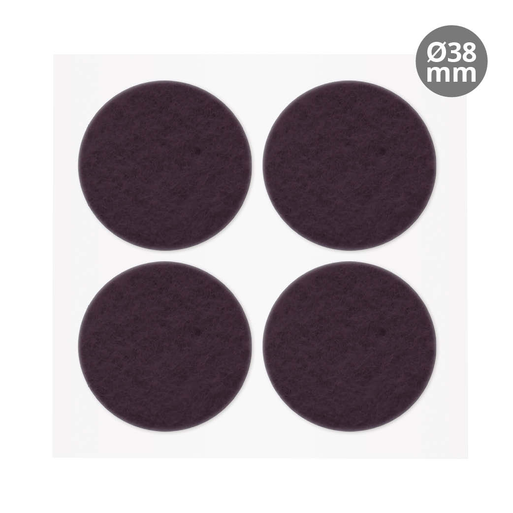 Set of 4 Round adhesive felt pads Ø38mm - Brown