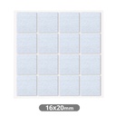 Set of 16 Square adhesive felt pads 16x20mm - White