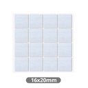 Set of 16 Square adhesive felt pads 16x20mm - White