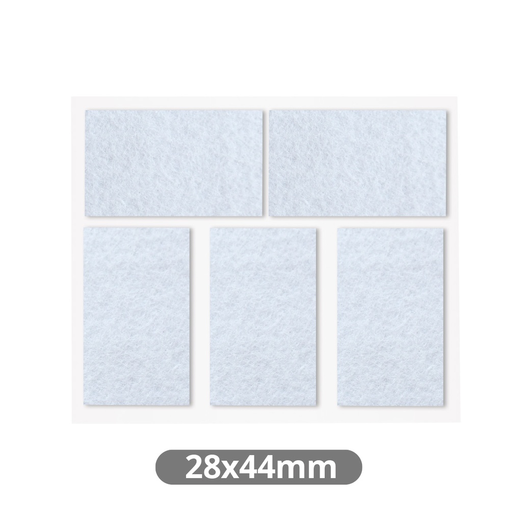 Set of 5 Square adhesive felt pads 28x44mm - White