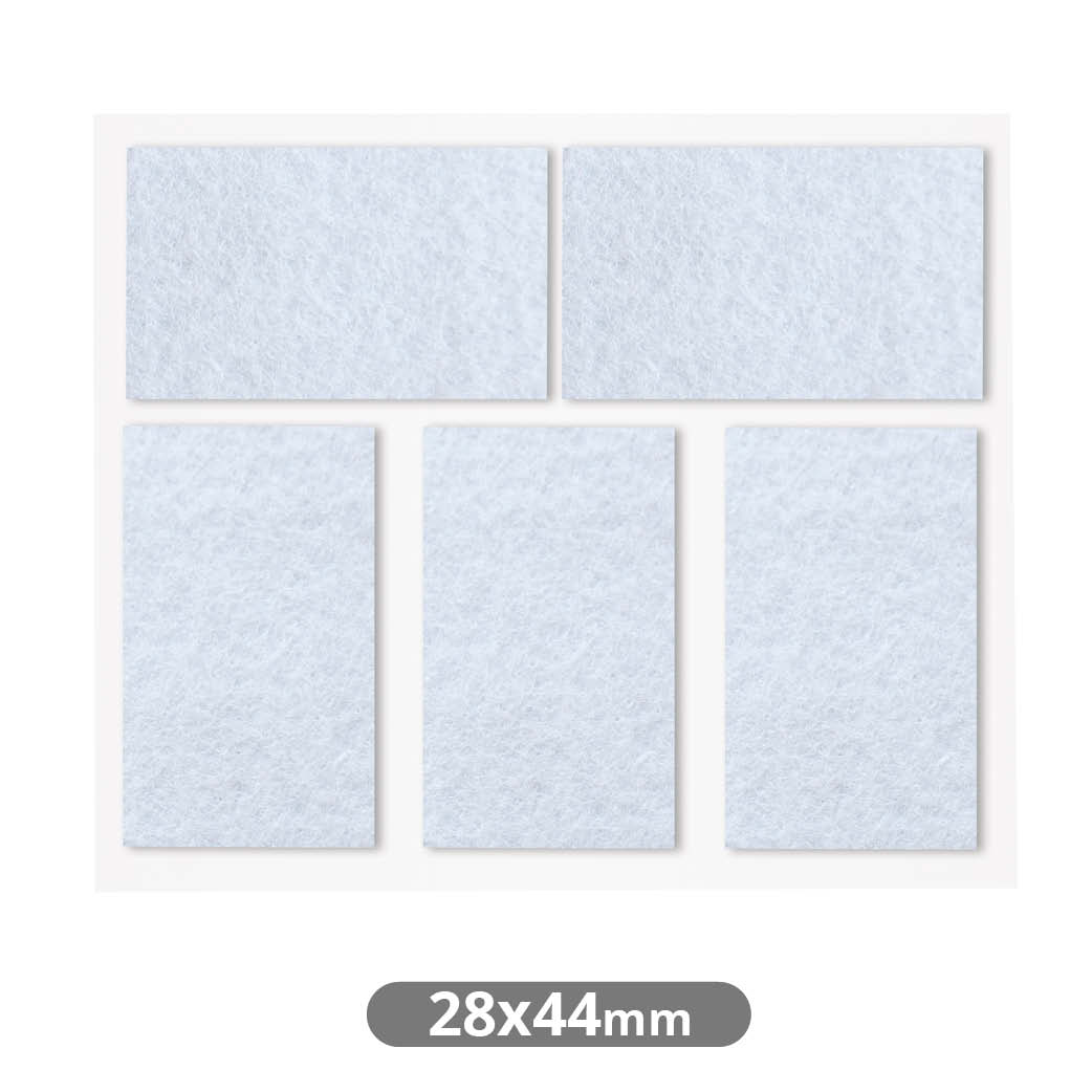 Set of 5 Square adhesive felt pads 28x44mm - White