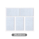 Set of 5 Square adhesive felt pads 28x44mm - White