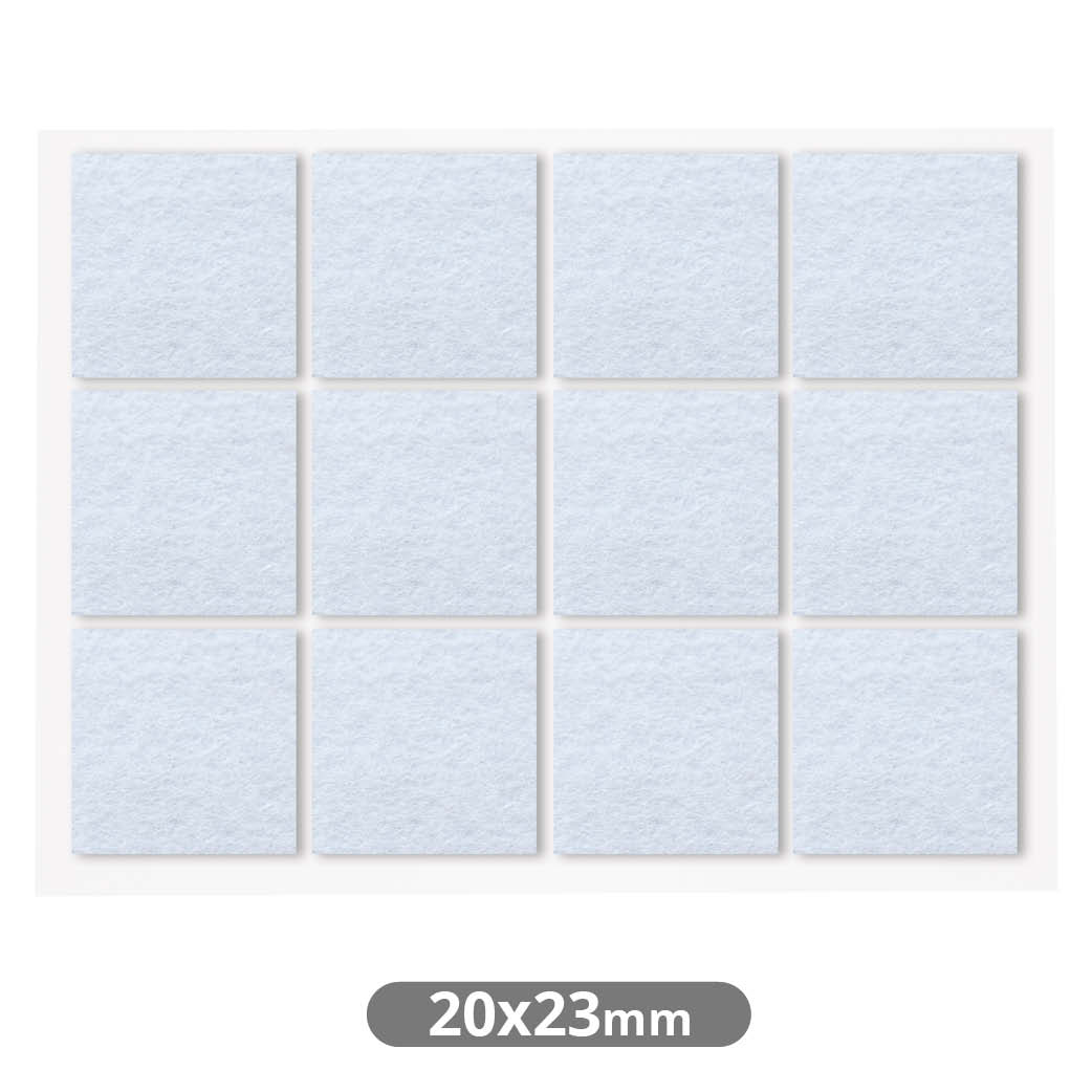 Set 12 fieltros adhesivos cuadrados 20x23mm - Blanco