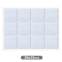 Set of 12 Square adhesive felt pads 20x23mm - White