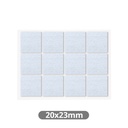 Set of 12 Square adhesive felt pads 20x23mm - White