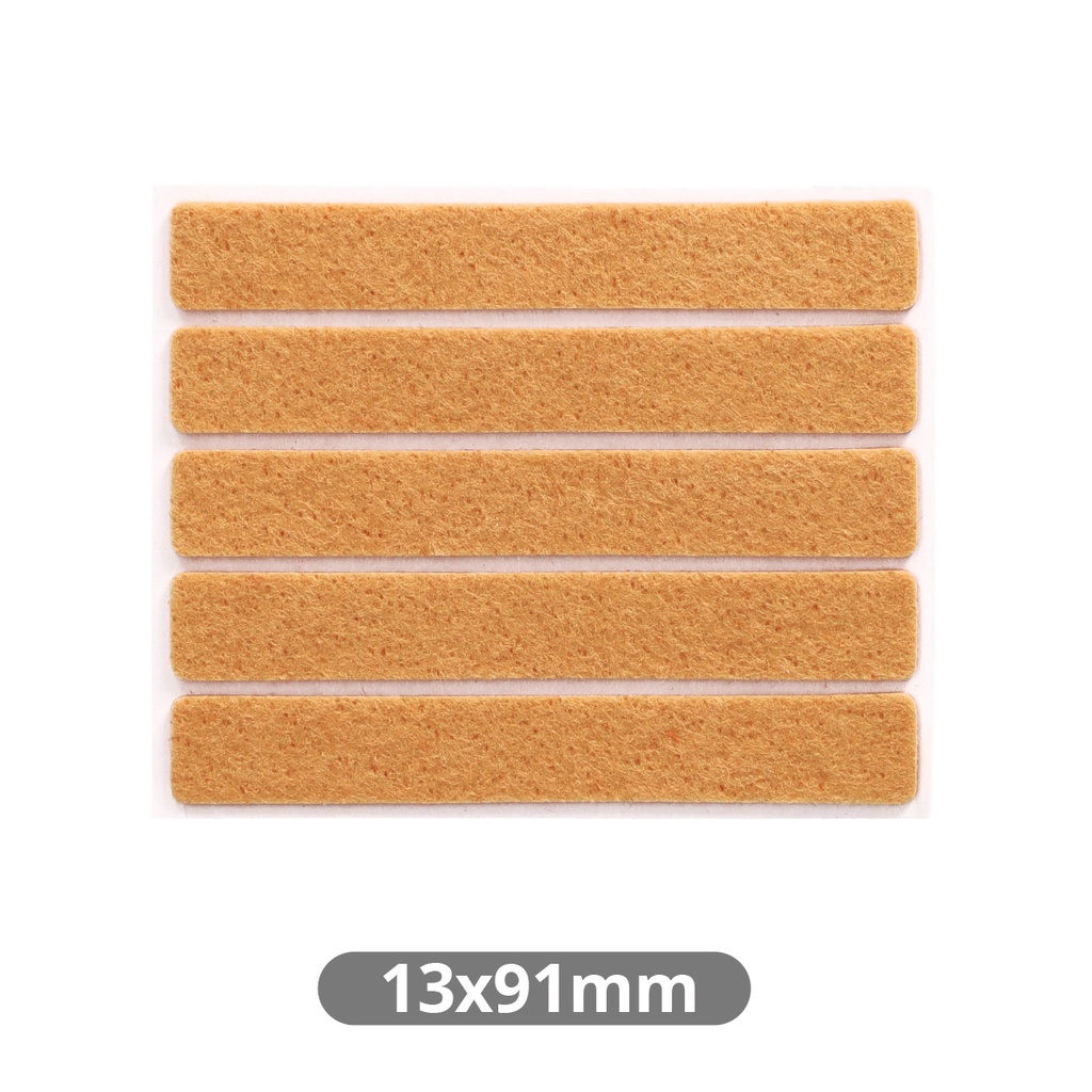 Set of 5 Square adhesive felt pads 13x91mm - Brown