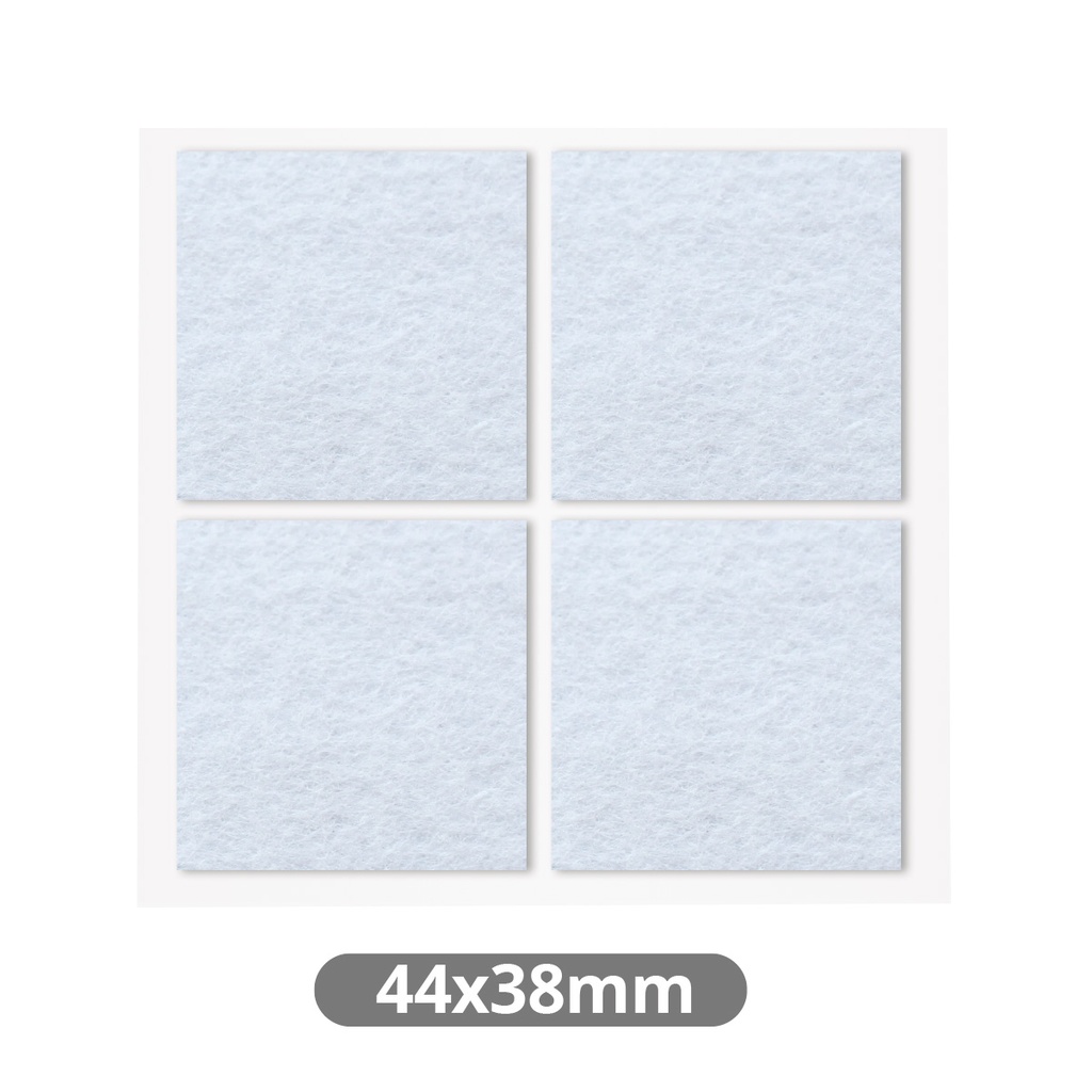 Jeu 4 feutres adhésifs carrés 44x38 mm - Blanc