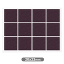 Set of 12 Square adhesive felt pads 20x23mm - Brown