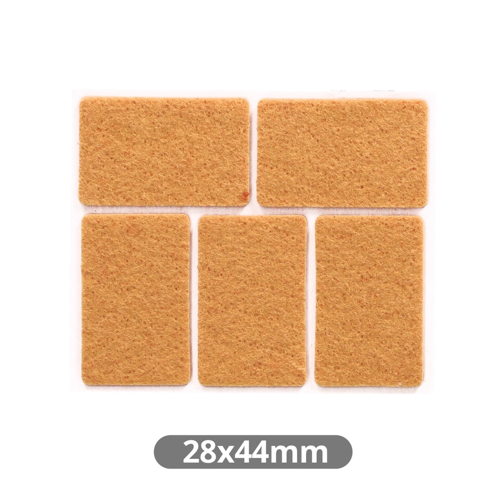 Set of 5 Square adhesive felt pads 28x44mm - Brown