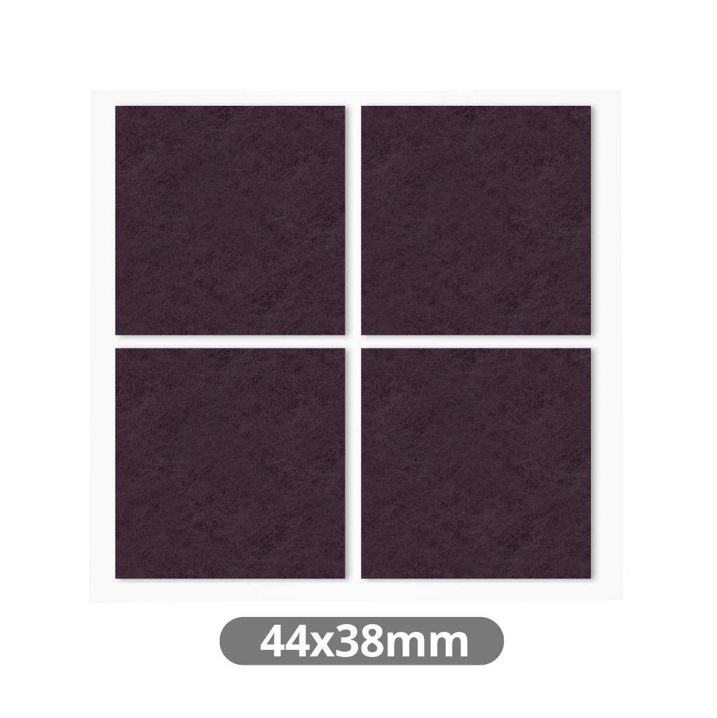 Jeu 4 feutres adhésifs carrés 44x38 mm - Marron