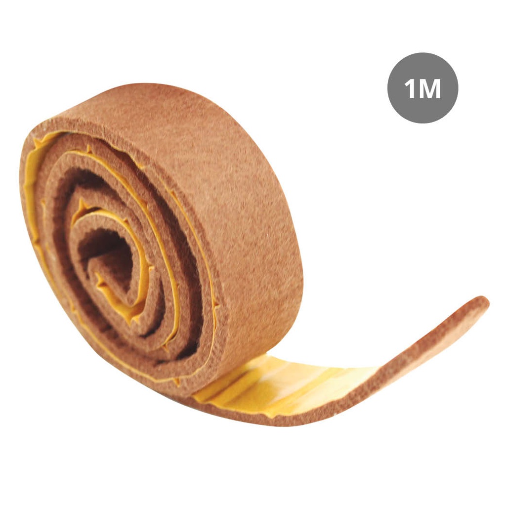 Rolo de feltro adesivo mobiliário 25 mm x 1 m – Castanho