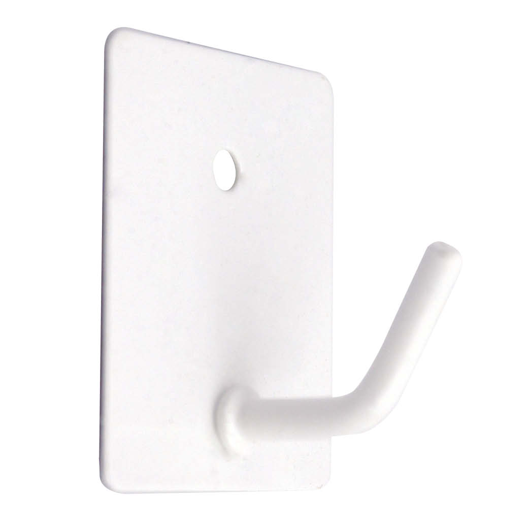 Set of 3 Stainless steel hooks with screw fixing 26x43mm -White