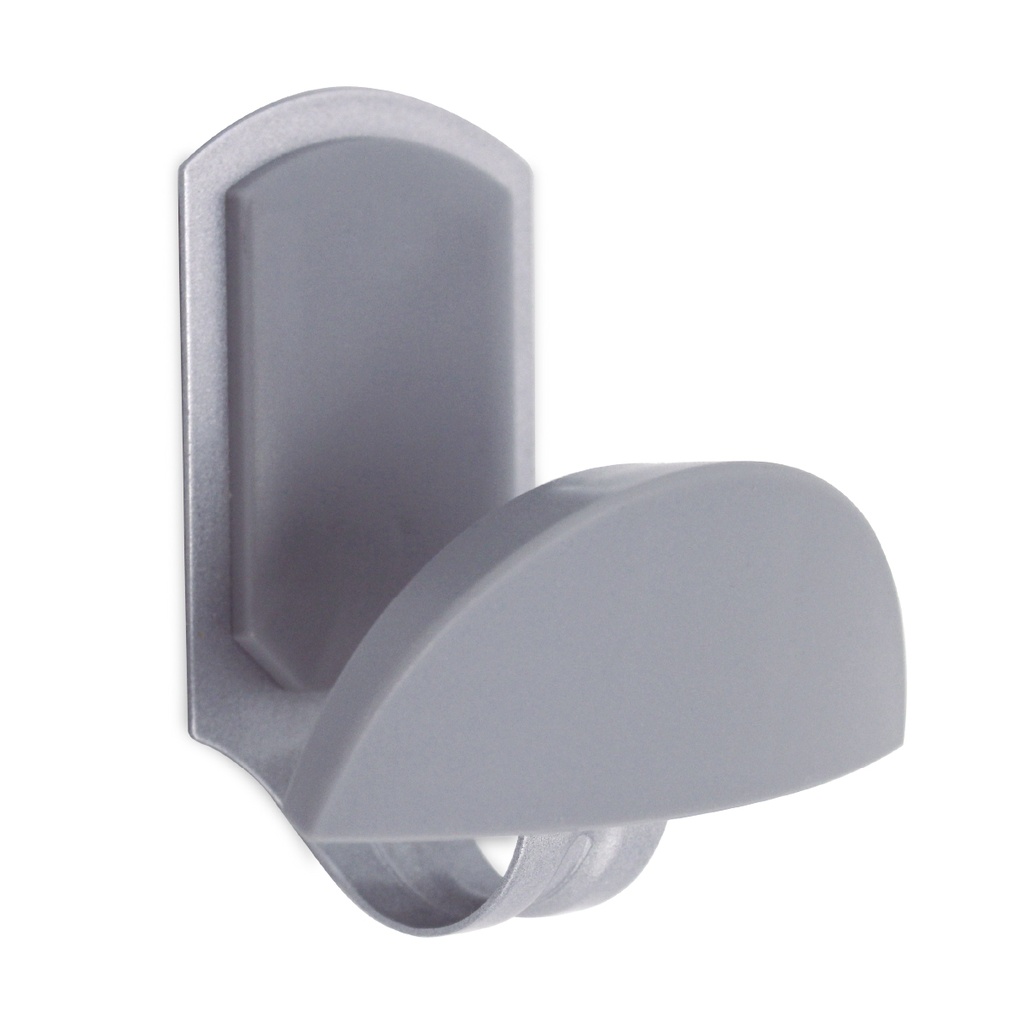 Stainless steel single hook with plastic knob. "half moon" design to protect clothes 45x84mm Chrome