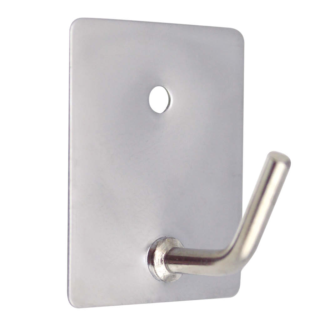 Set of 3 Stainless steel hooks with screw fixing 26x43mm -Chrome