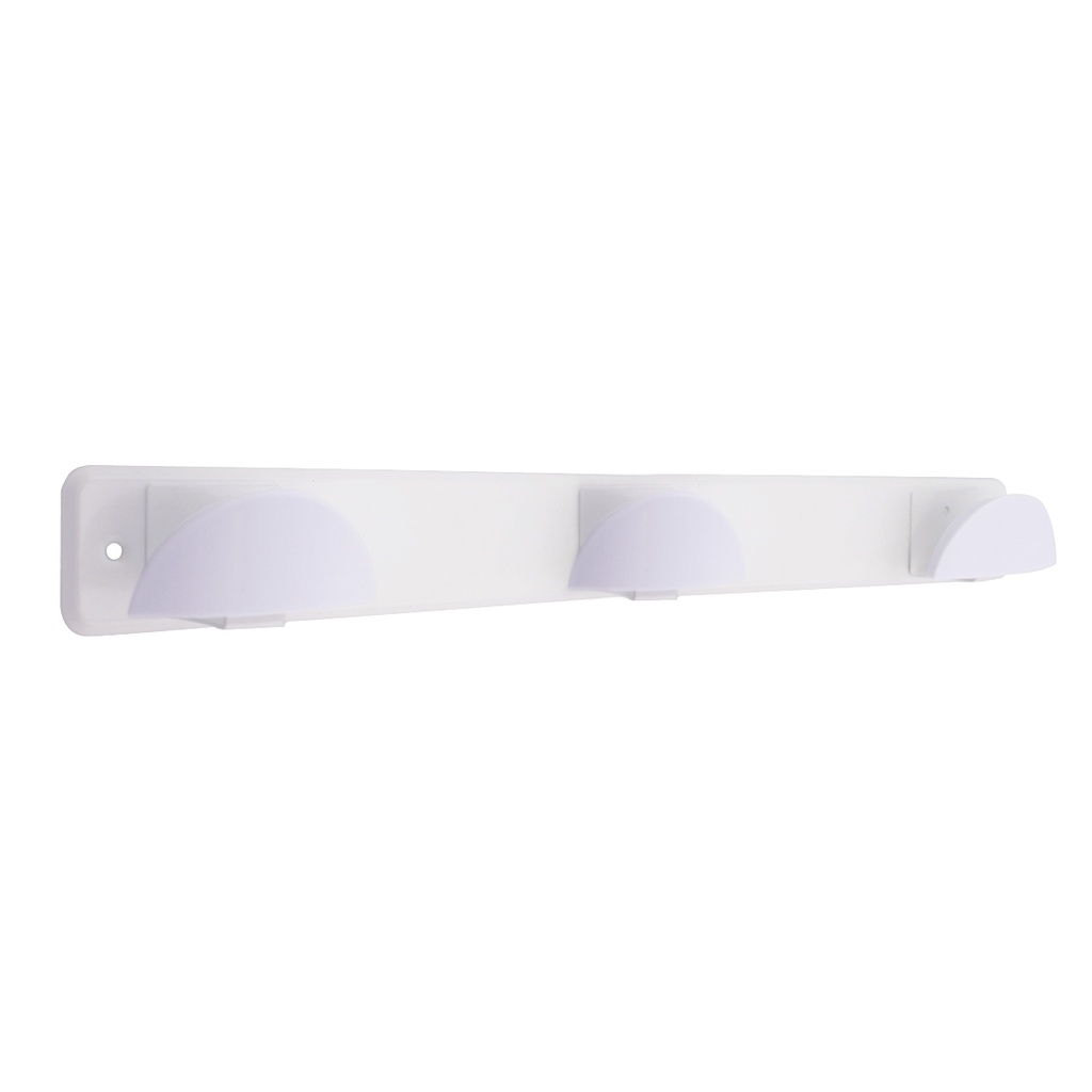 Cintre acier inox. + triple pommeau abs blanc 420 x 50 mm