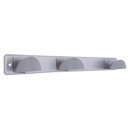 Cabide aço inox. + tripla maçaneta abs cromada 420 x 50 mm