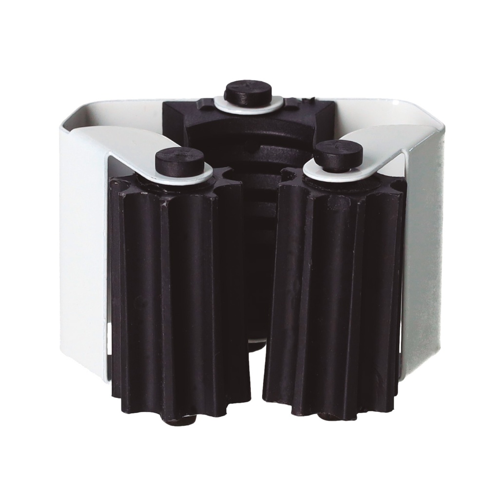 Suporte de vassouras de aço com rolos de borracha – Branco lacado
