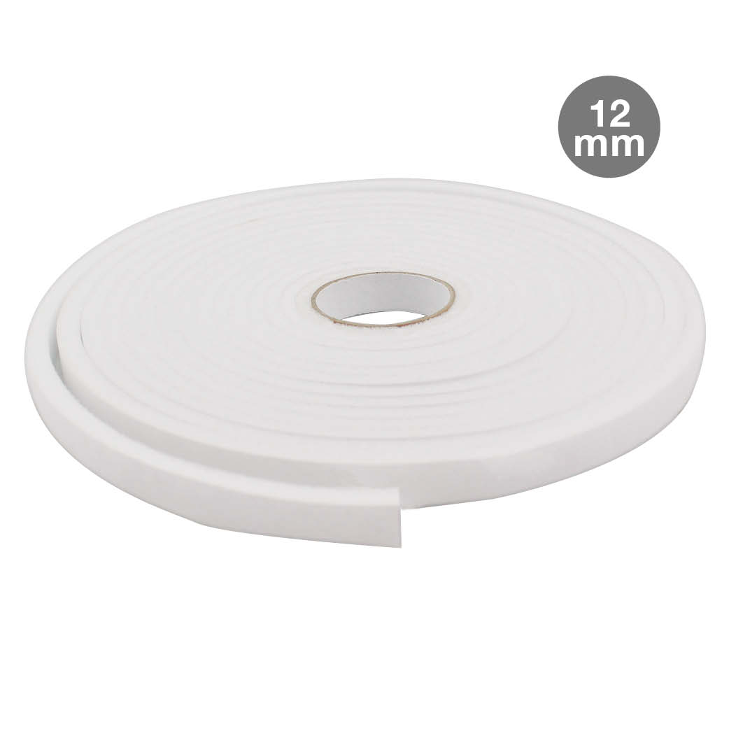 Adhesive foam weather strip 12mm - 10M white