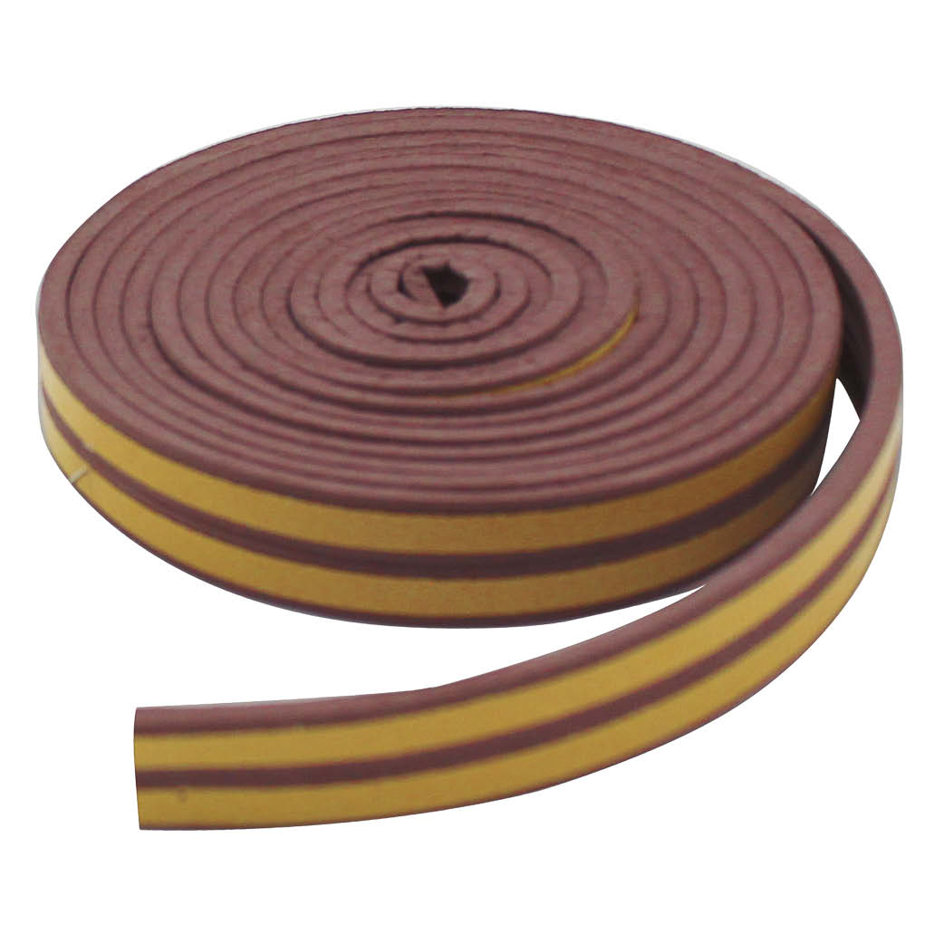 Adhesive rubber weather strip 9mm - 6M brown