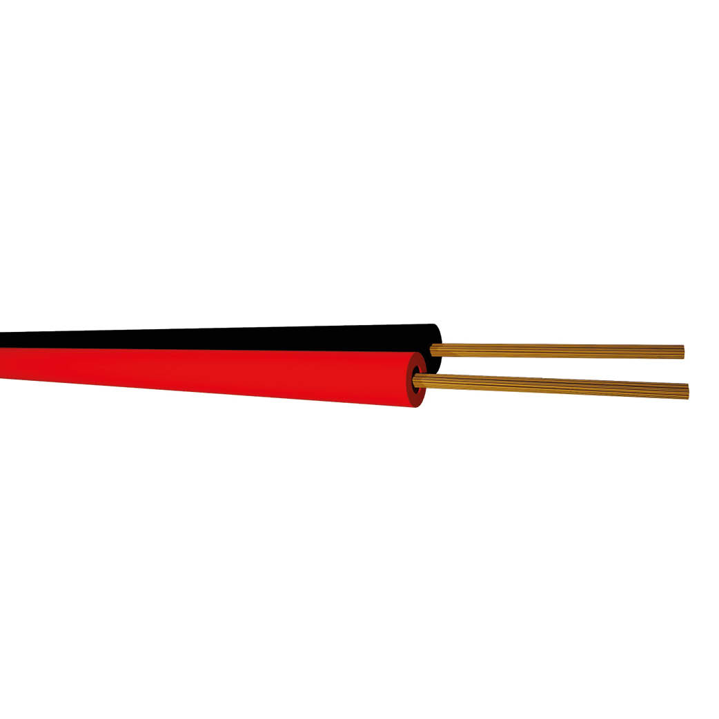 Rouleau 100 M câble parallèle audio PVC (2x0,75 mm) Rouge/Noir