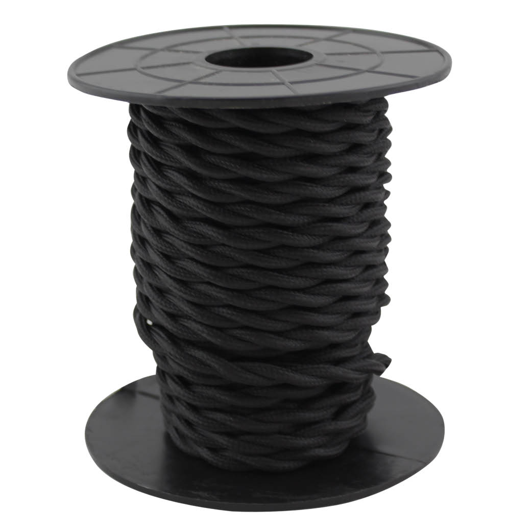 Câble en tissu 10 M (2x0,75 mm) torsadé Noir