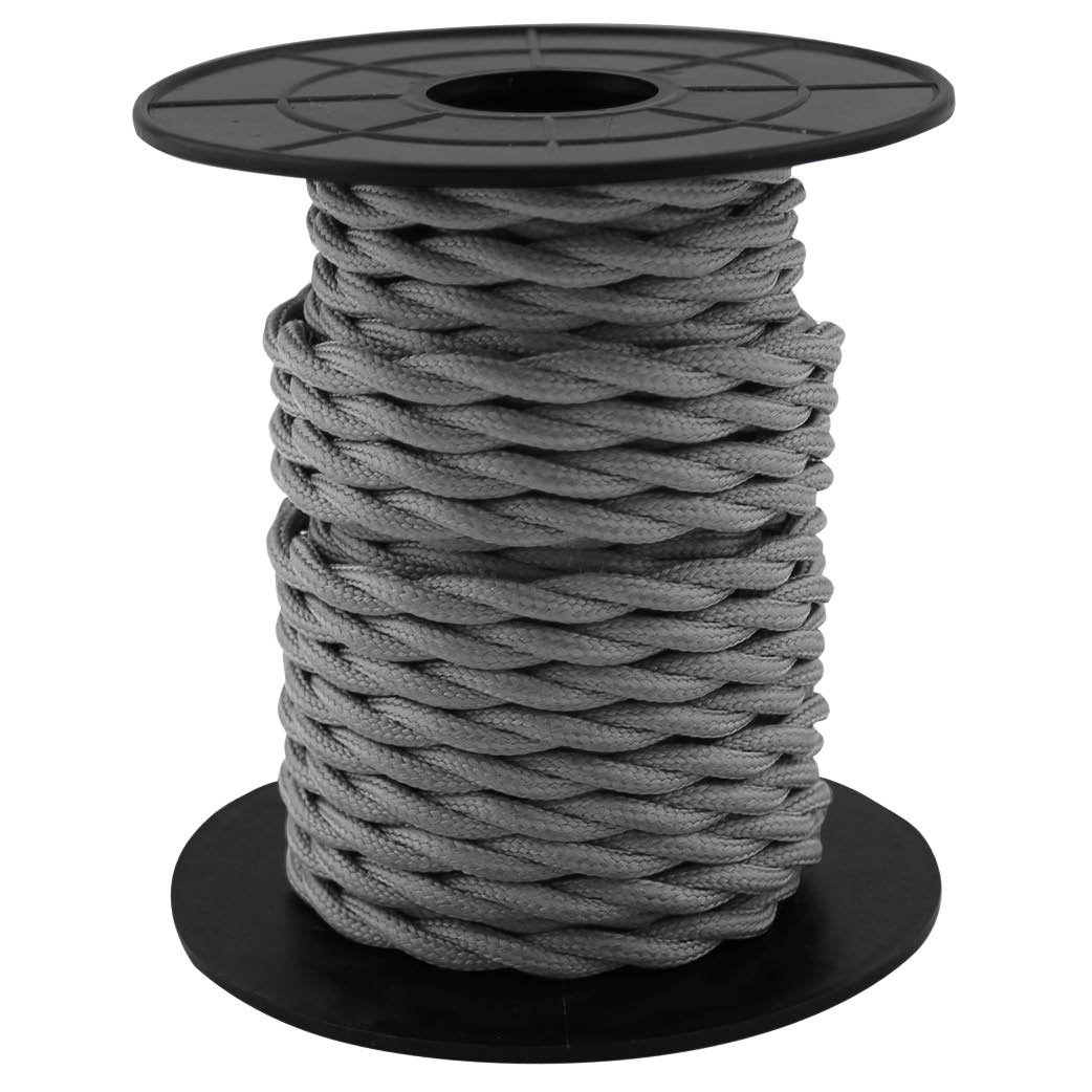 Cable textil 10M (2x0.75mm) trenzado Gris oscuro
