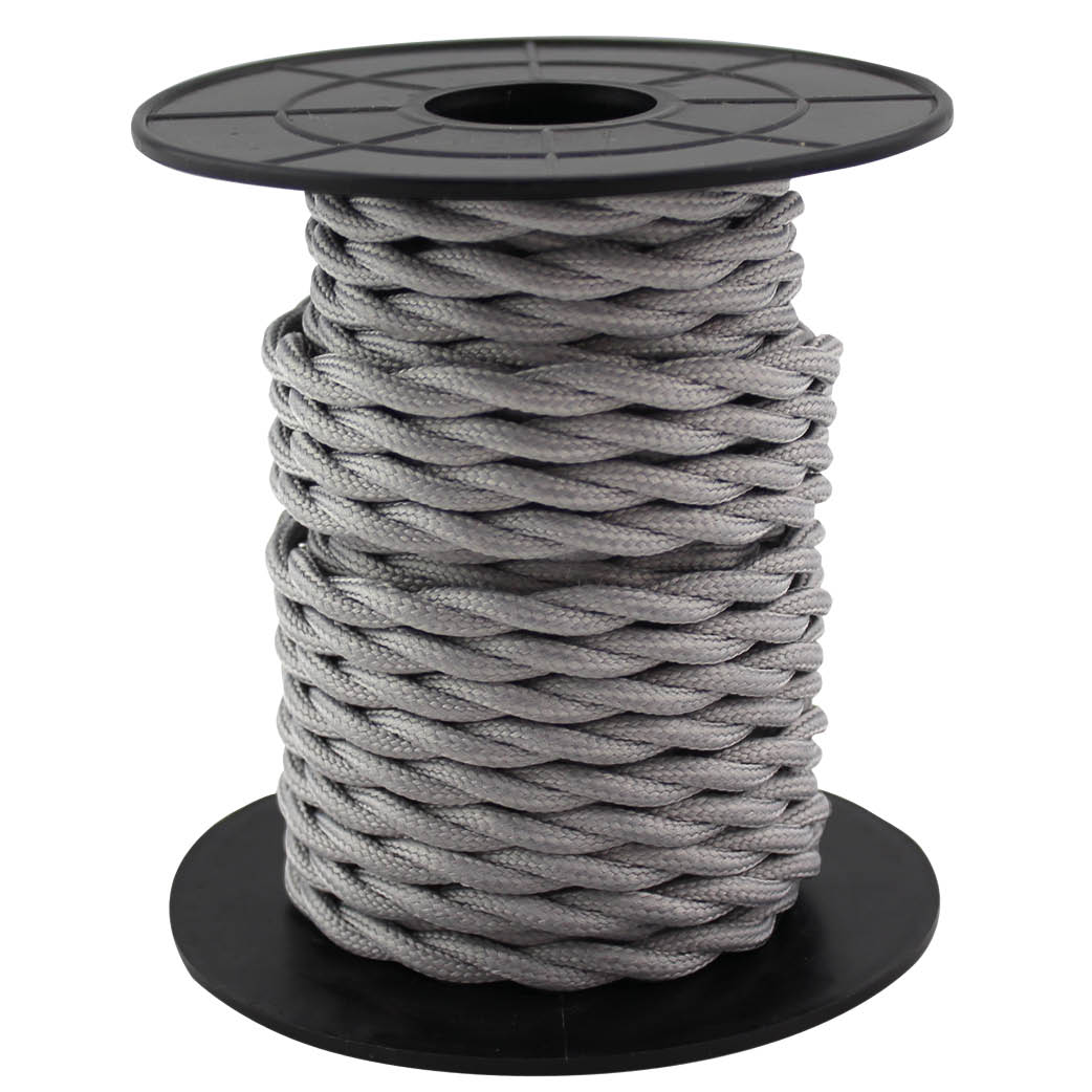 Cable textil 10M (2x0.75mm) trenzado Gris claro