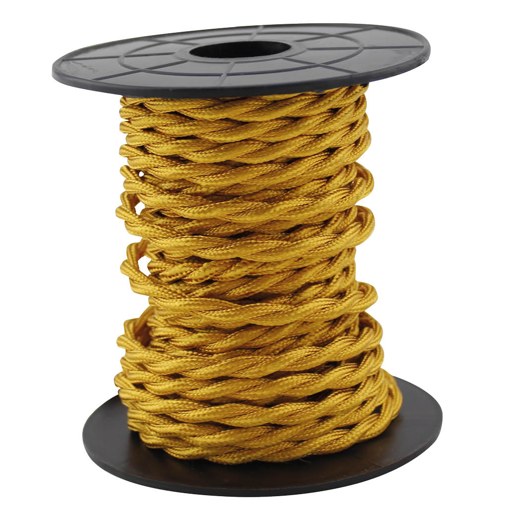 10m textile cable (2x0.75mm) golden braided