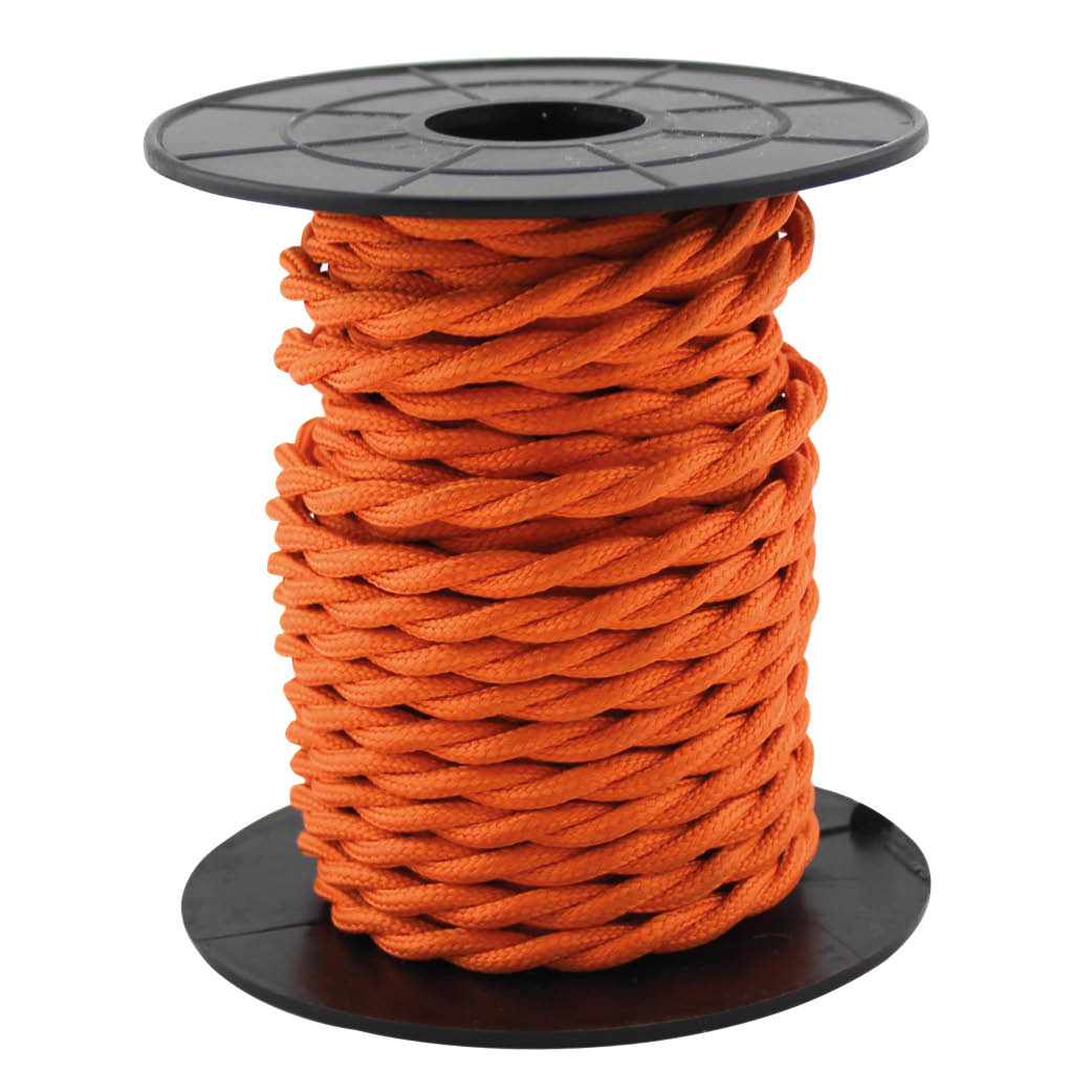 10m textile cable (2x0.75mm) Orange braided