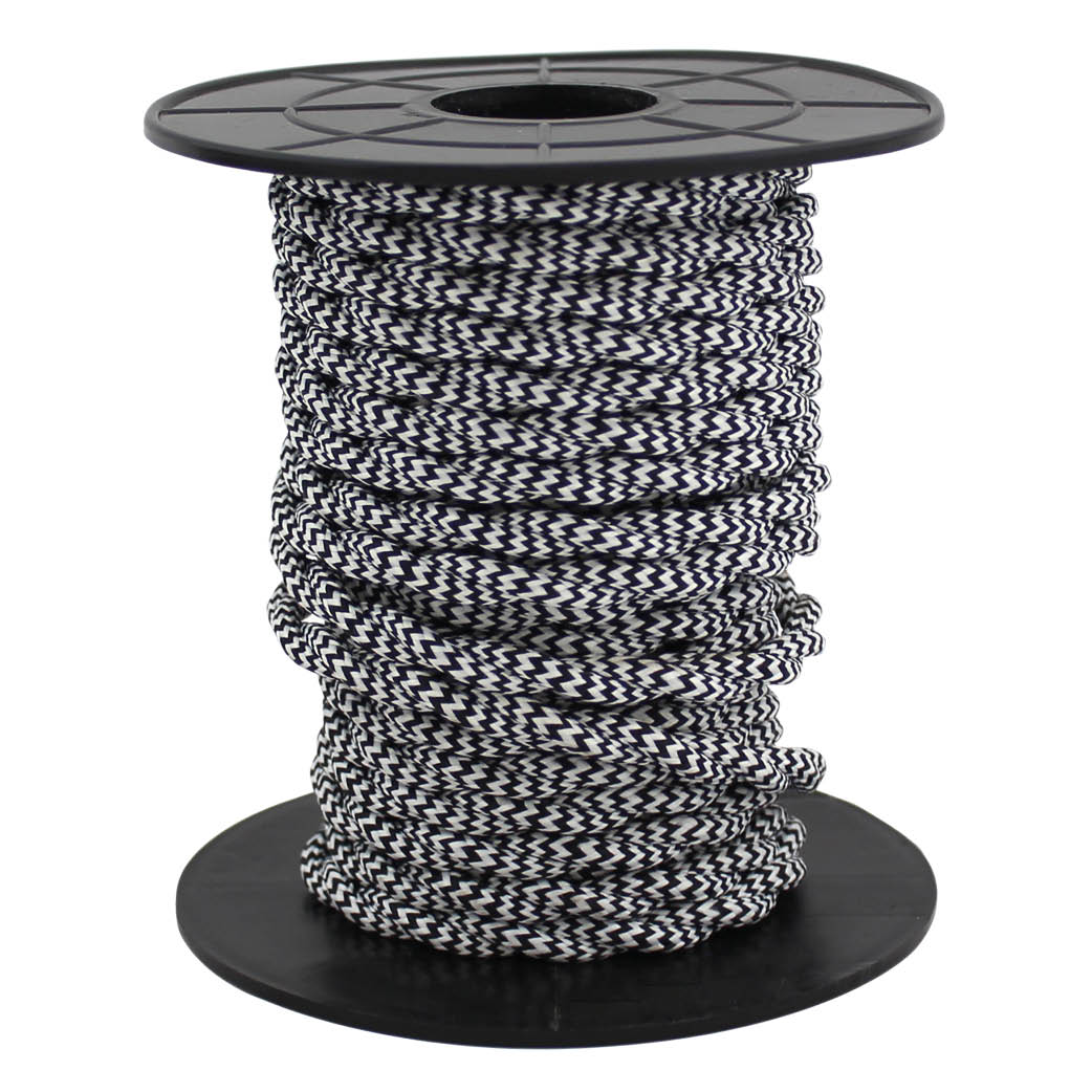 Cable textil 10M (2x0.75mm) trenzado Negro/Blanco