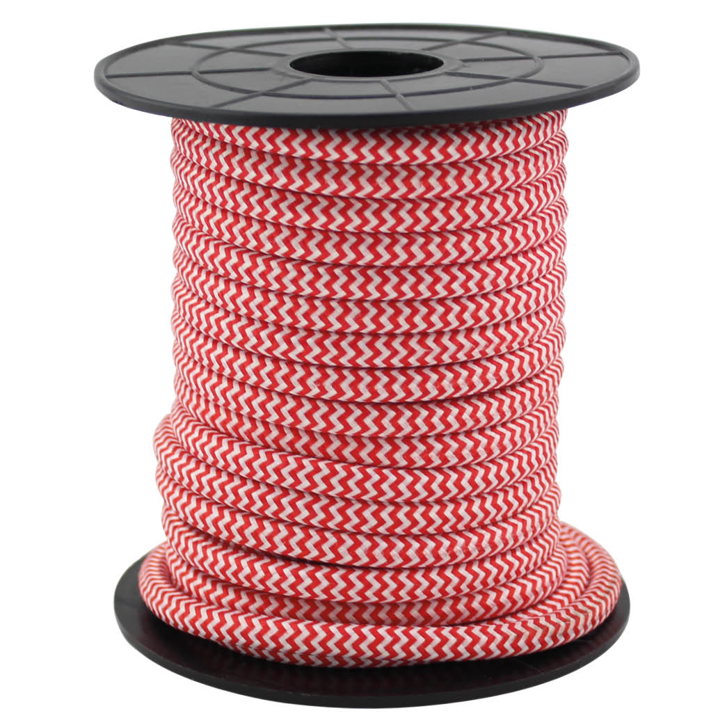 Câble en tissu 10 M (2x0,75 mm) Blanc/Rouge
