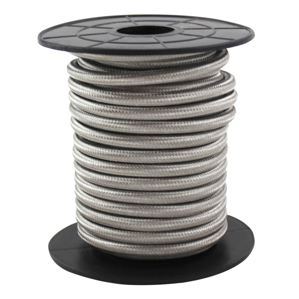 10m textile cable (2x0.75mm) Silver