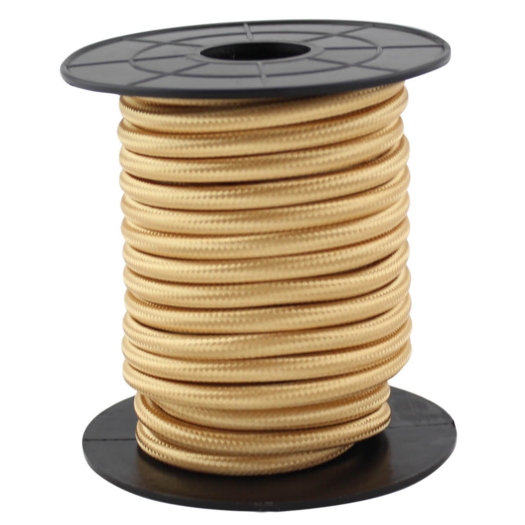 10m textile cable (2x0.75mm) gold
