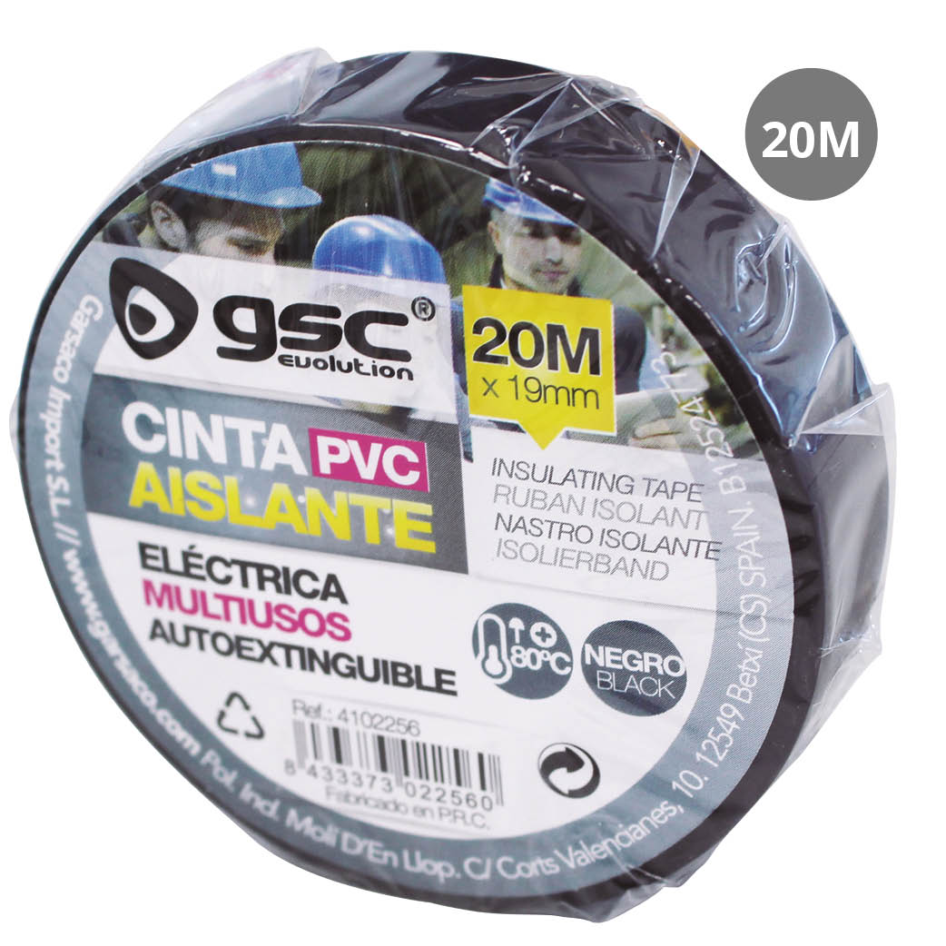 PVC electrical insulating tape 20M Black - 10pcs Shrink