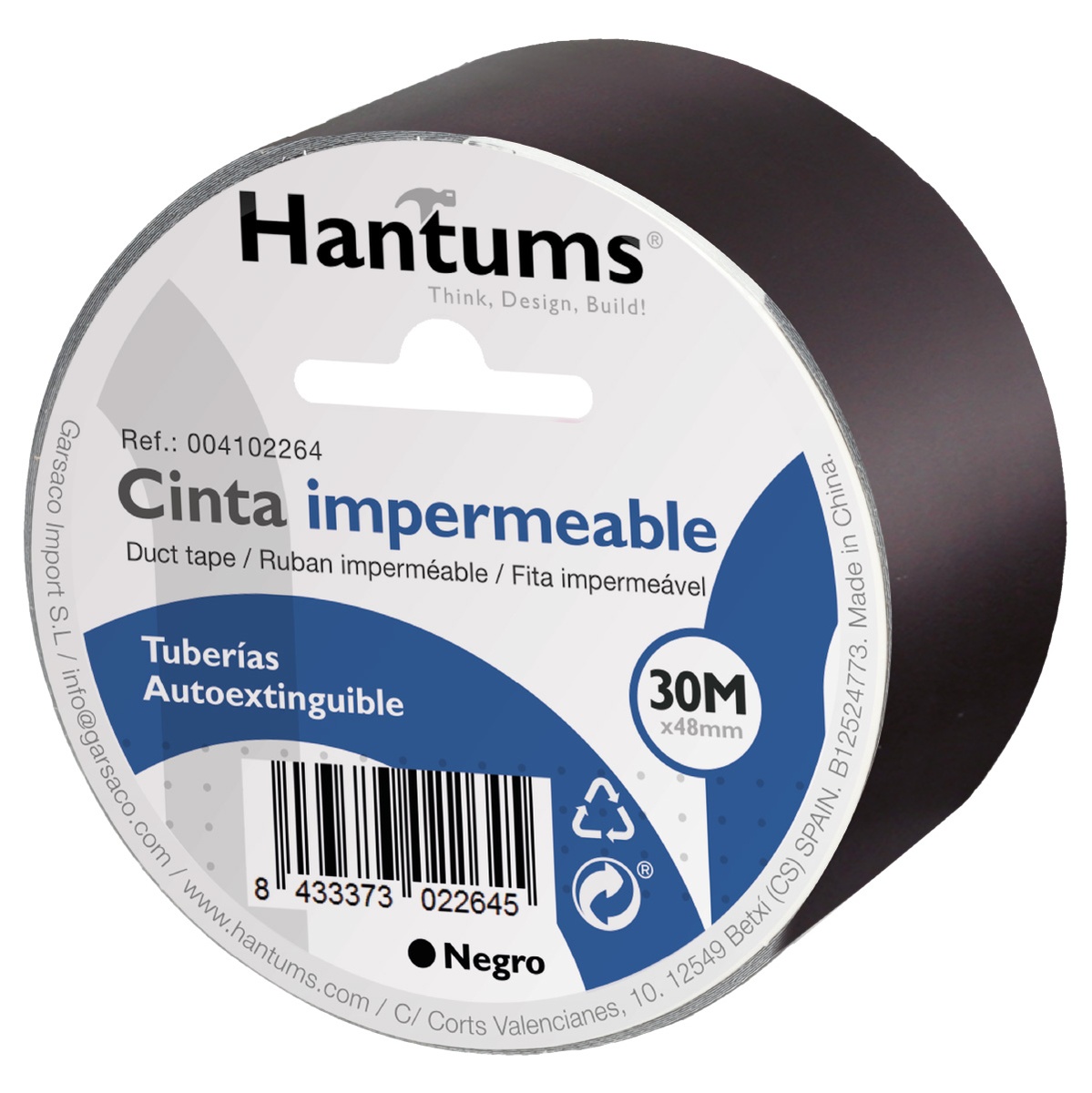 Cinta impermeable tuberias Negro 30M