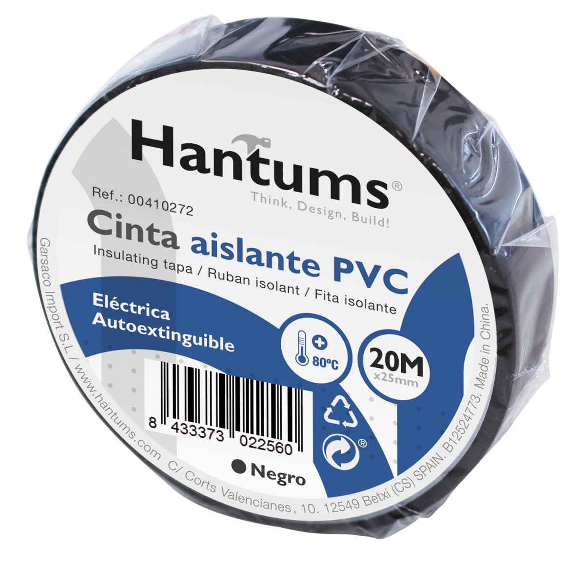 PVC electrical insulating tape 25mm 20M Black - 10pcs Shrink