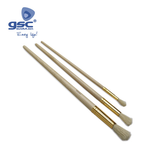 Set of 3 brushes with wooden handle 6mm/10mm/14mm