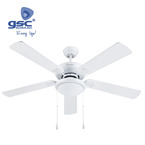 52' ceiling fan with remote control 5 blades White/Wood