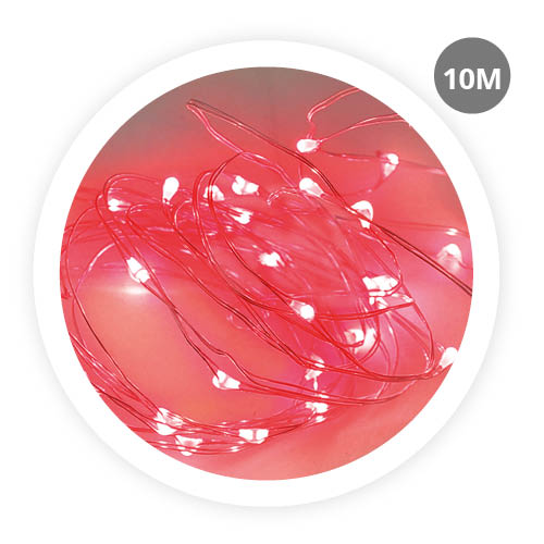 10m copper garland with 8 functions Red