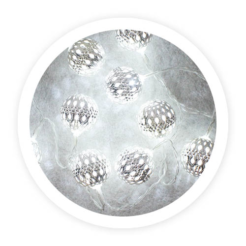 1M Silver balls garland 2xAA 6000-10000K