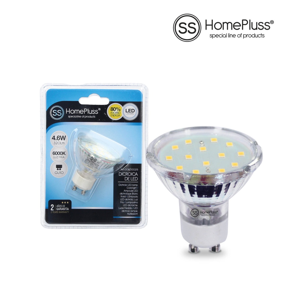 Lampe dichroïque 4,6 W GU10 6000K - boîte prés. 12 u