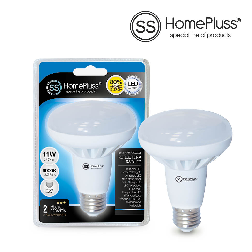 Lampe réfléchissante R80 11W E27 6000K -Boîte prés. 6 u