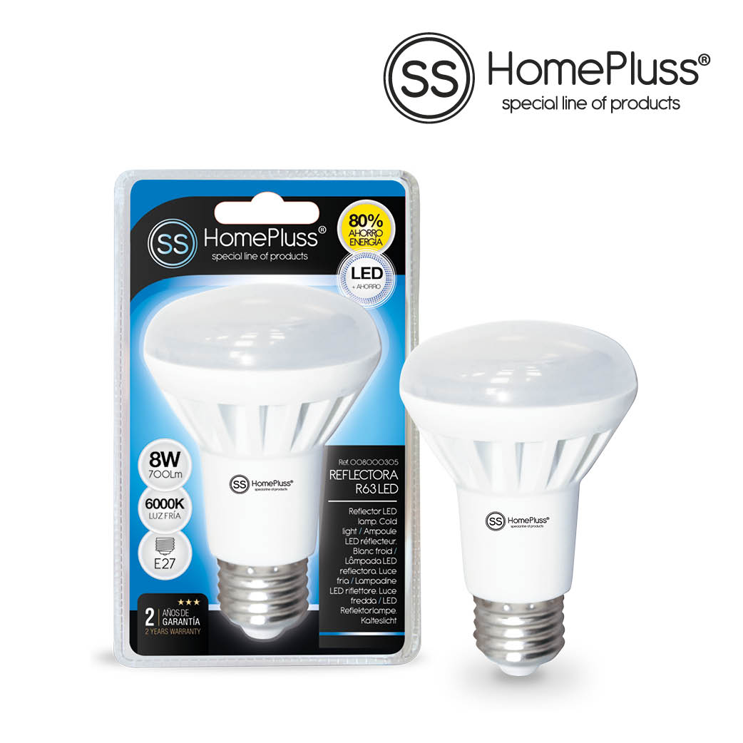 Lampe réfléchissante R63 8 W E27 6000K -Boîte prés. 12 u