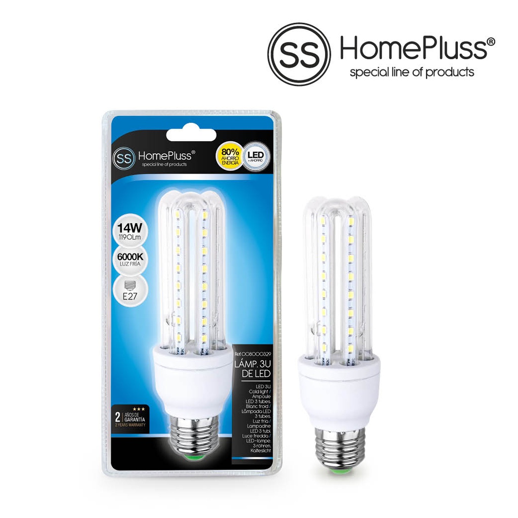 3U LED lamp 14W E27 6000K 6pcs/box