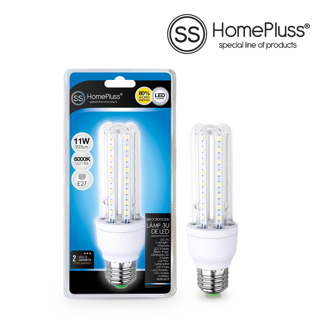 Lampe 3U 11 W E27 6000K - boîte prés. 6 u