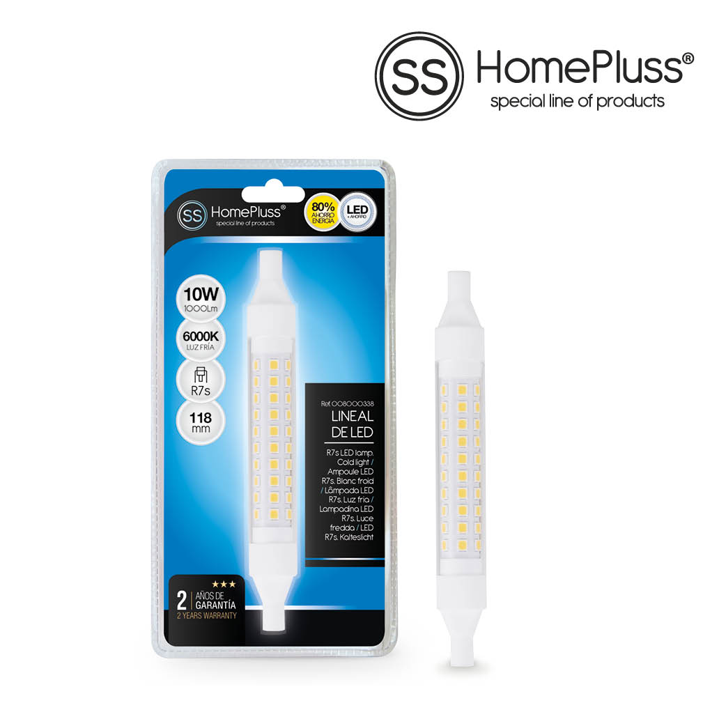 Lampe linéaire 118 mm 10 W R7s 6000K - Boîte prés. 15 u