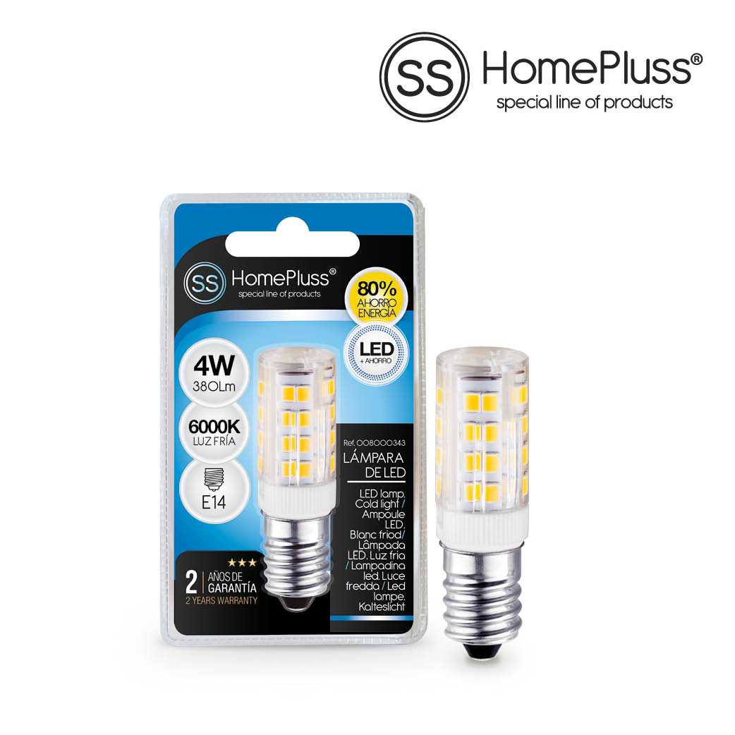 Lampara tubular 4W E14 6000K - 12u caja exp