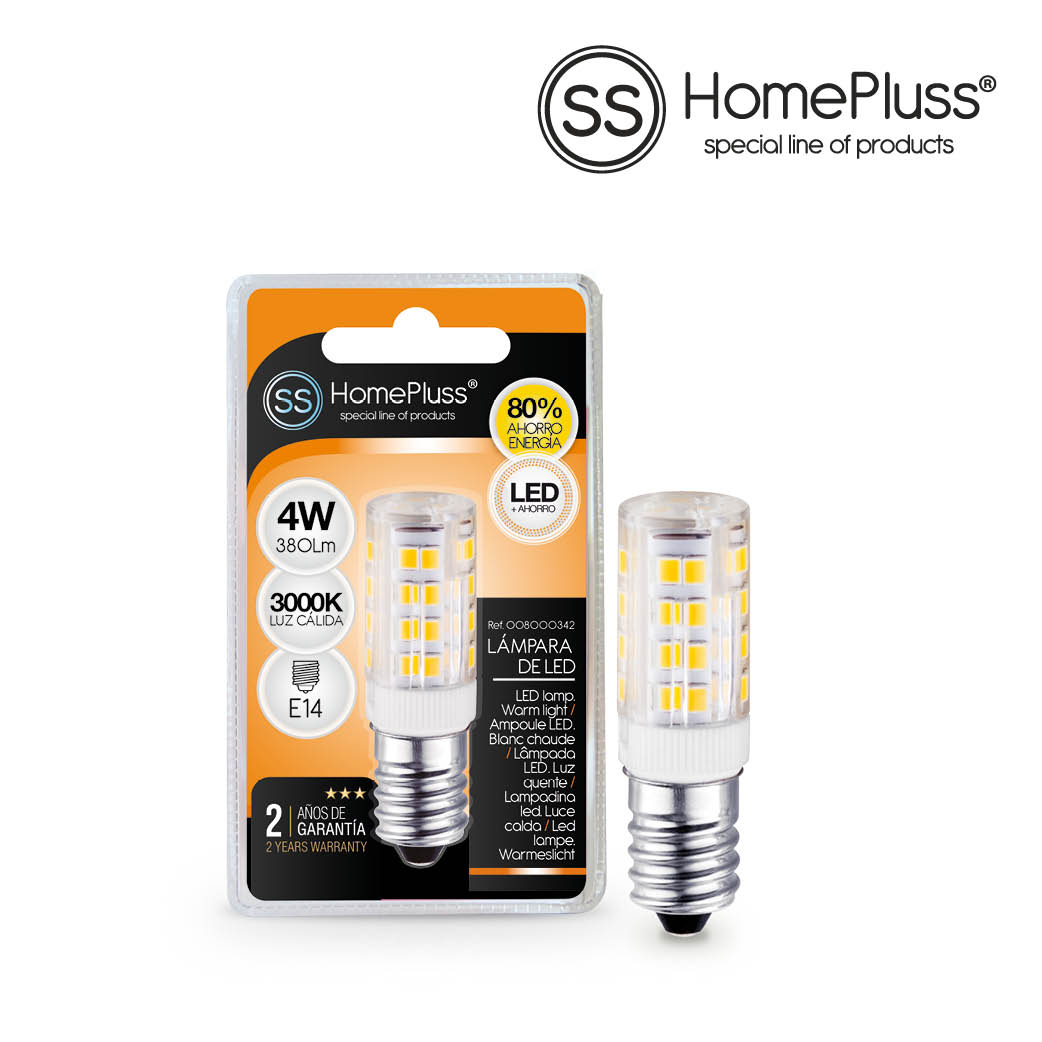 Lampara tubular 4W E14 3000K - 12u caja exp